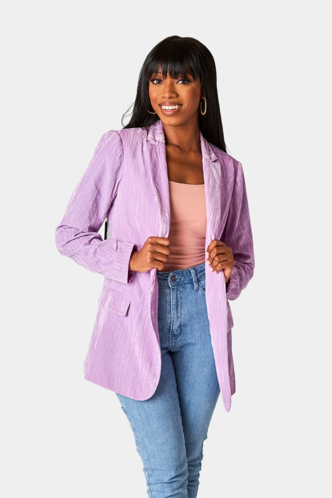 Select Sustainable Wearable Women's Apparel,Women, T-Shirts & Tops, Tank Tops - Clothing Shop OnlineHeff Crushed Velvet Blazer - Periwinkle