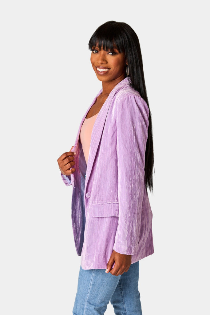 Select Sustainable Wearable Women's Apparel,Women, T-Shirts & Tops, Tank Tops - Clothing Shop OnlineHeff Crushed Velvet Blazer - Periwinkle
