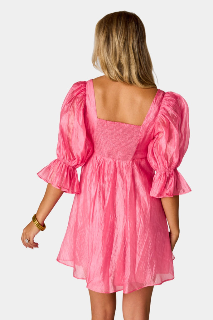 Select Sustainable Wearable Women's Apparel,Women, T-Shirts & Tops, Tank Tops - Clothing Shop OnlineBetsy Puff Sleeve Babydoll Dress - Pink