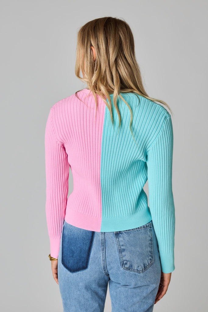 Select Sustainable Wearable Women's Apparel,Women, T-Shirts & Tops, Tank Tops - Clothing Shop OnlineNoah Cropped Ribbed Sweater - Pink/Blue