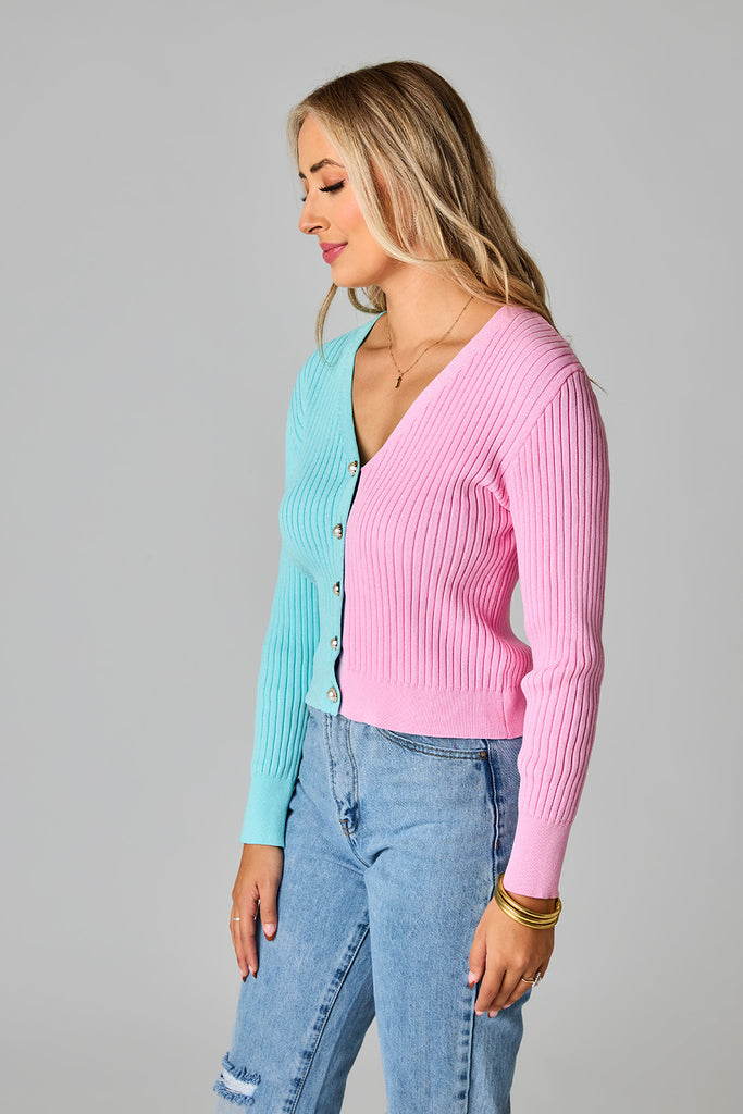 Select Sustainable Wearable Women's Apparel,Women, T-Shirts & Tops, Tank Tops - Clothing Shop OnlineNoah Cropped Ribbed Sweater - Pink/Blue