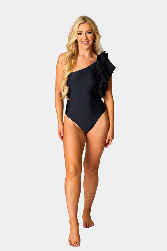 Select Sustainable Wearable Women's Apparel,Women, T-Shirts & Tops, Tank Tops - Clothing Shop OnlineOzzy One-Shoulder One-Piece Swimsuit - Black