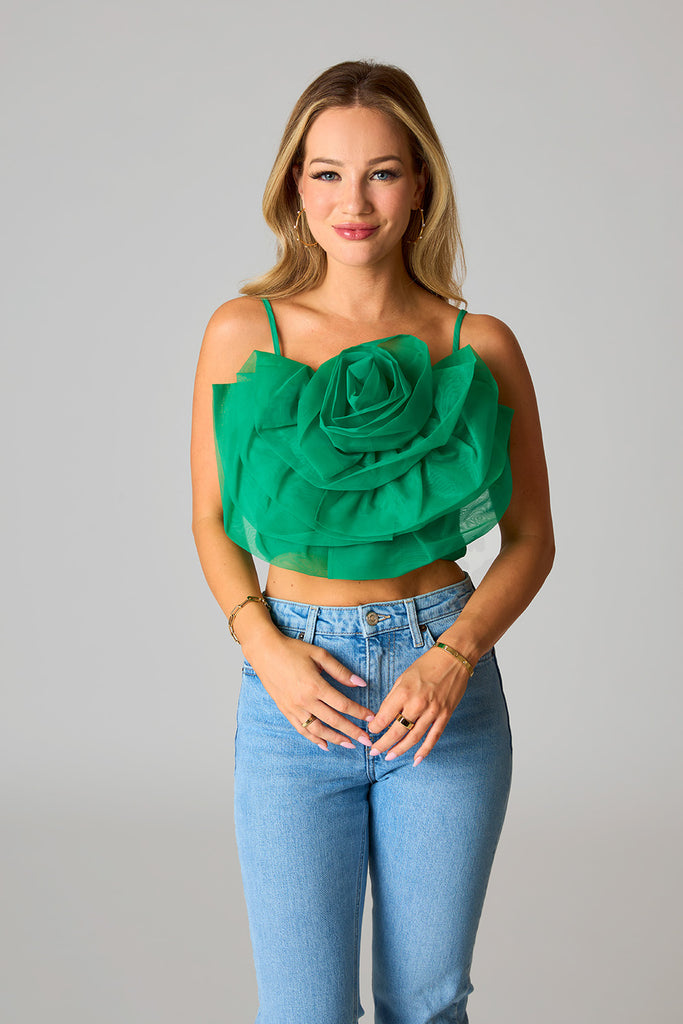 Select Sustainable Wearable Women's Apparel,Women, T-Shirts & Tops, Tank Tops - Clothing Shop OnlinePetal Flower Applique Tank Top - Spruce