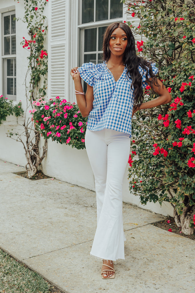 Select Sustainable Wearable Women's Apparel,Women, T-Shirts & Tops, Tank Tops - Clothing Shop OnlineCarla Ruffle Eyelet Top - Nantucket