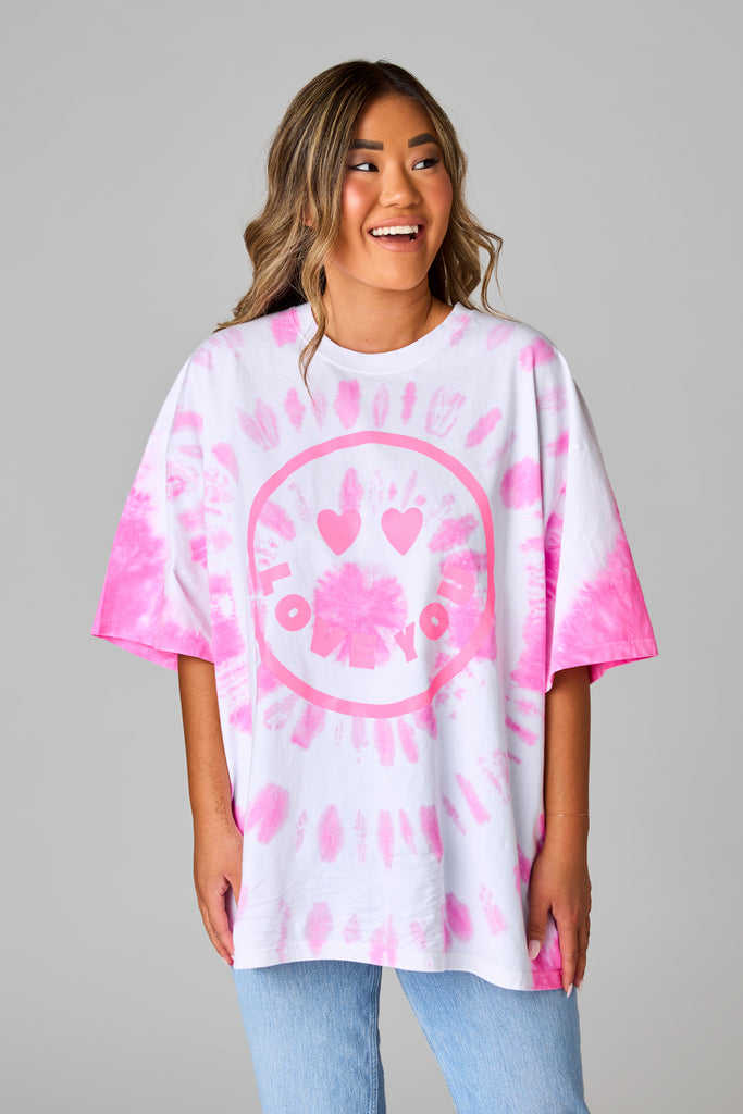 Select Sustainable Wearable Women's Apparel,Women, T-Shirts & Tops, Tank Tops - Clothing Shop OnlineDawn Oversized Tie-Dye Tee - Love You Happy Face