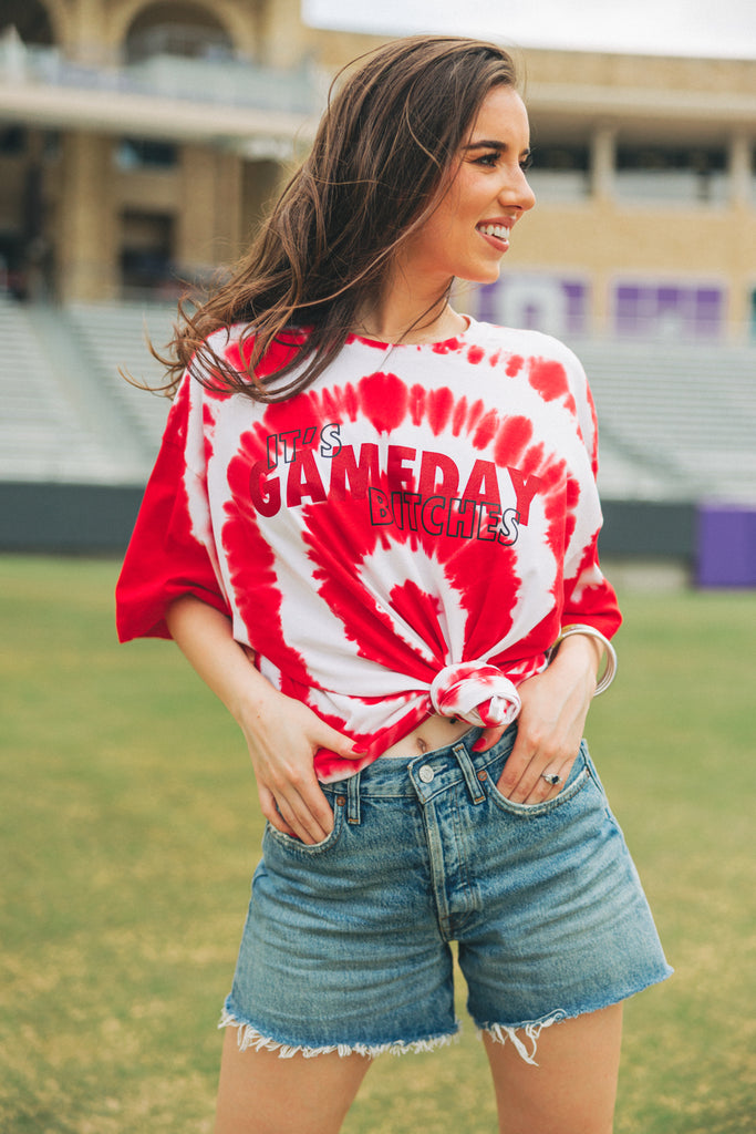 Select Sustainable Wearable Women's Apparel,Women, T-Shirts & Tops, Tank Tops - Clothing Shop OnlineRiff Oversized Graphic Tie-Dye Tee - Gameday Bitches