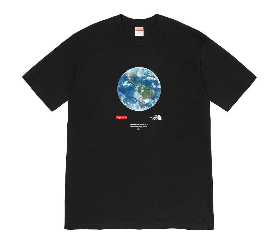 supreme x north face one world tee