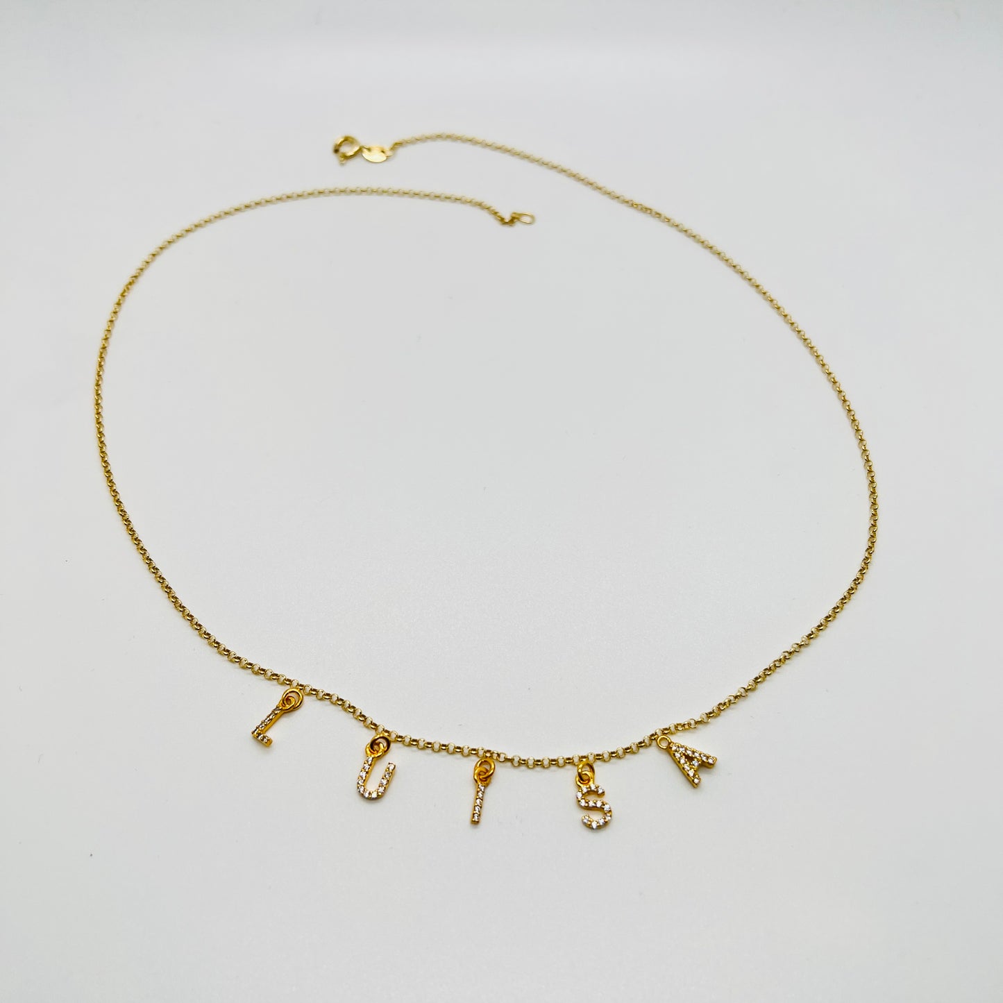 Collana nome dorata lettere zirconate