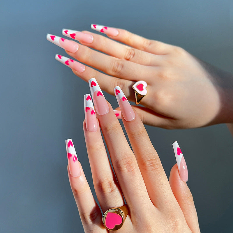 hot pink tip acrylic nails