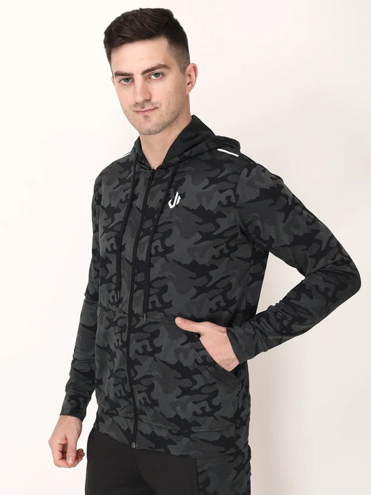 BLACK CAMO JACQUARD TRACK JACKET