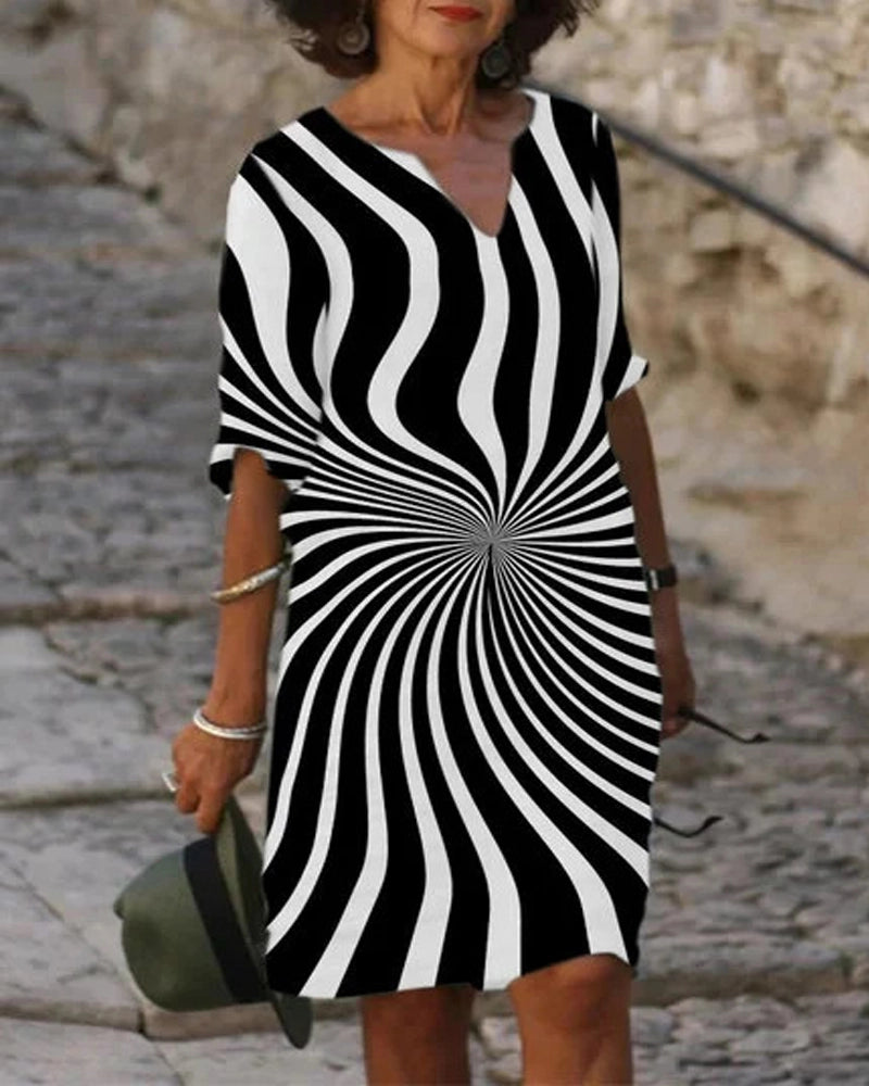 Art Print Optical Illusion Loose Dress