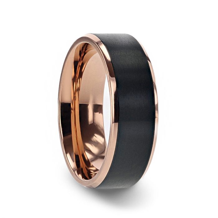 Gold Titanium Ring with Black Center
