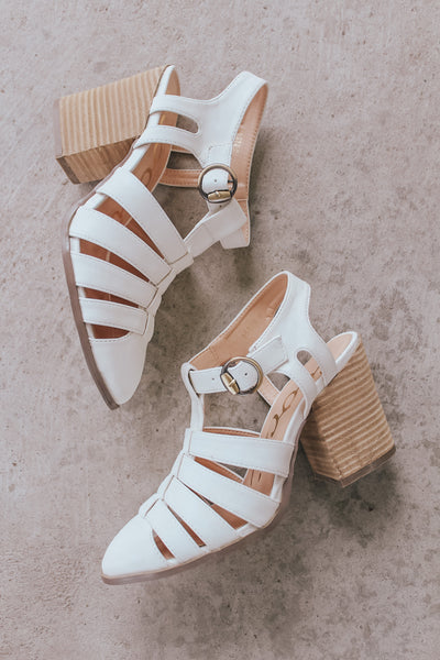 off white ankle strap heels