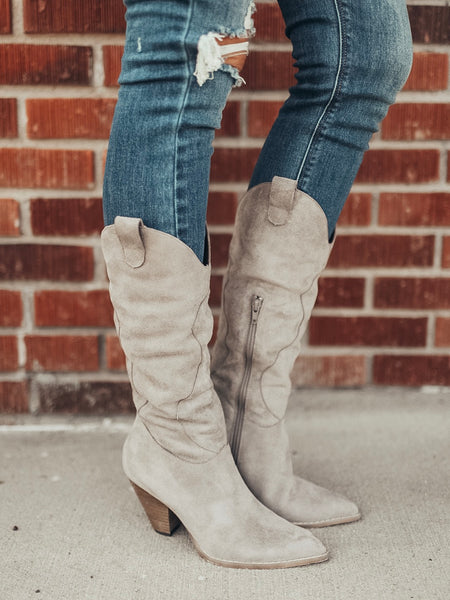 slouchy heeled boots