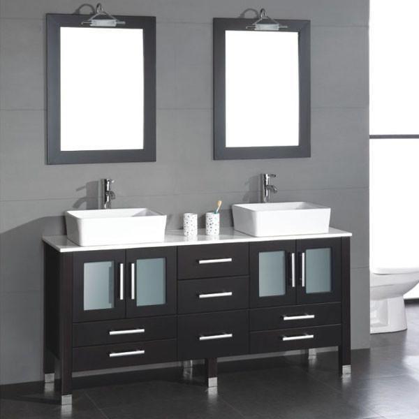 Cambridge 71 Inch Double Vessel Sink Vanity Set Luxury Bath