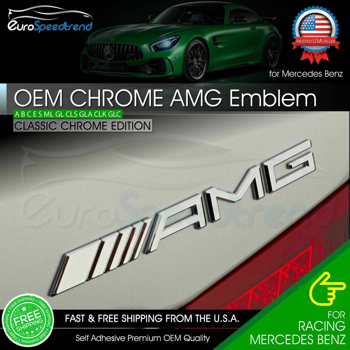 AMG Mercedes Benz Car Sticker NEW CHROME 3D Emblem Badge Decal USA Free Shipping 