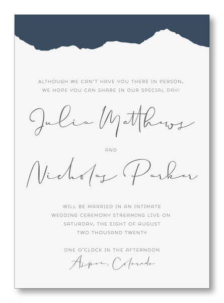 Lucky Onion Aspen Mountain Virtual Elopement Wedding Invitation