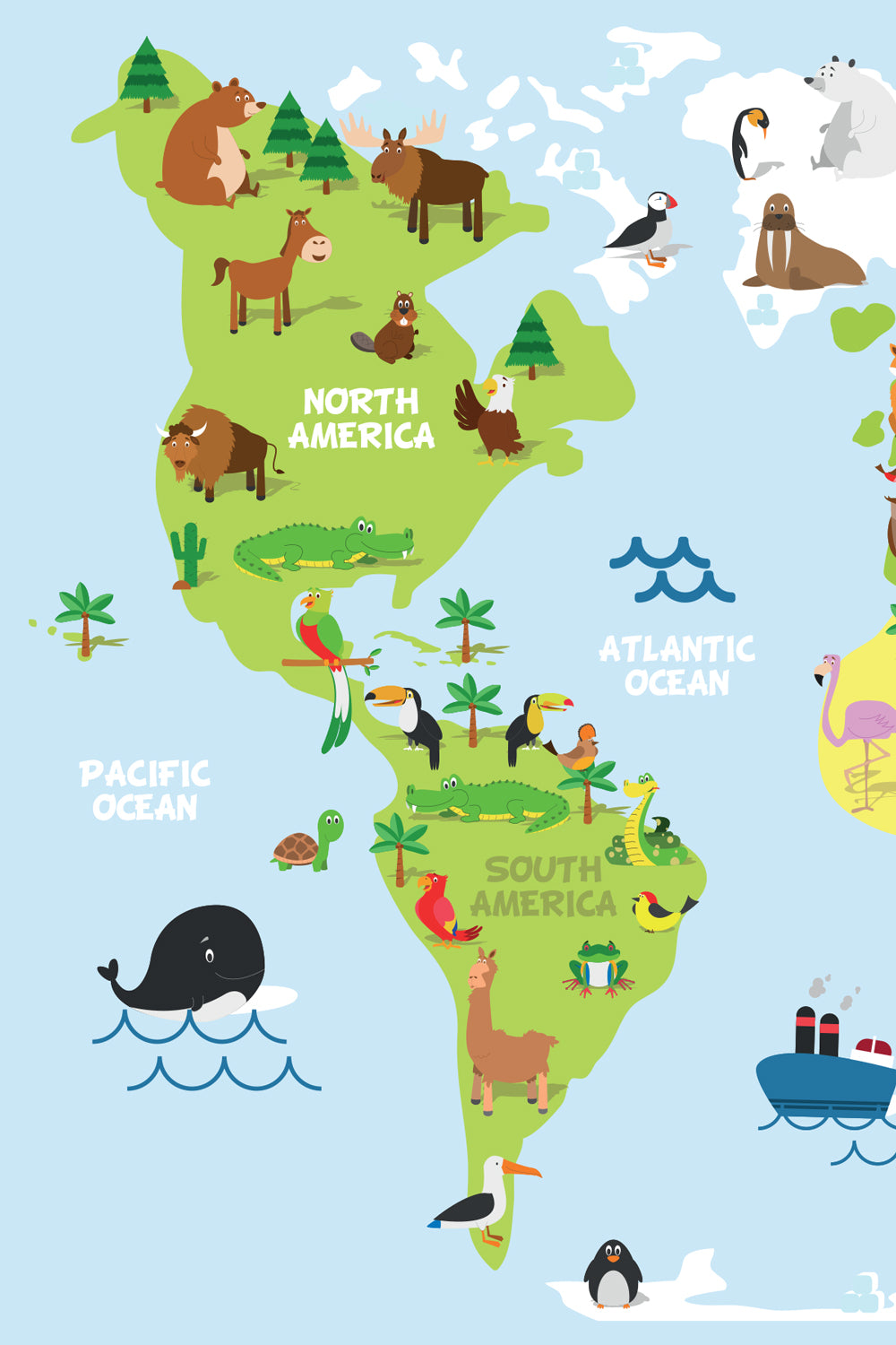Children's Cartoon World Map Wall Decal – Your Decal Shop