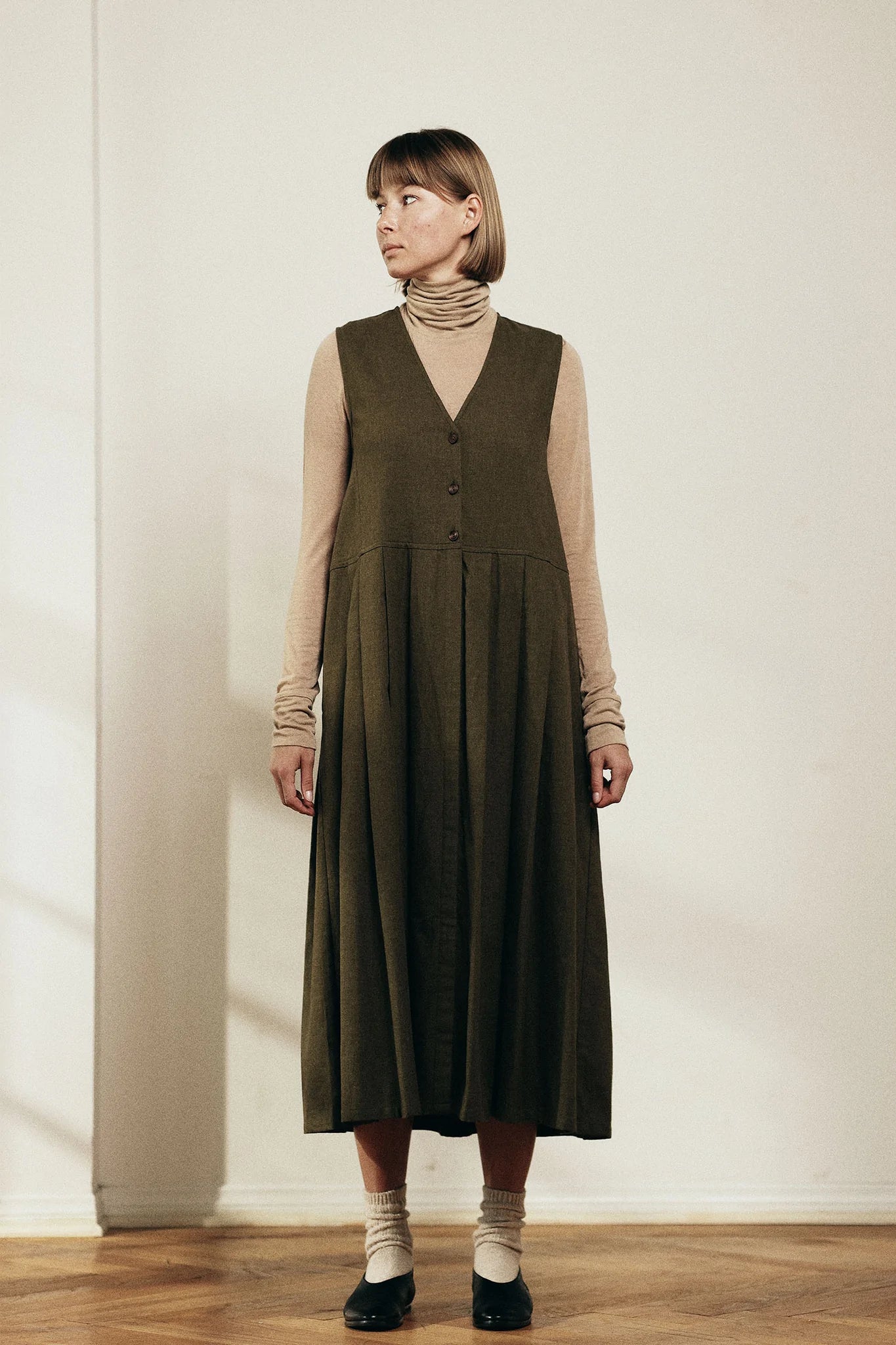 Pleated Midi Dress