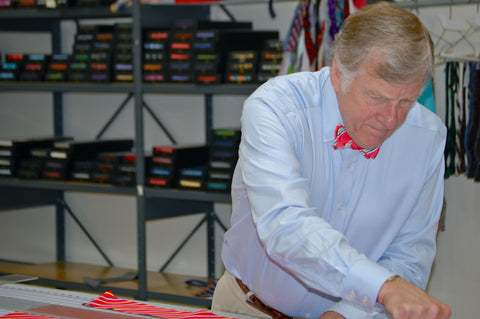 Founder Randy Hanauer working on bow ties