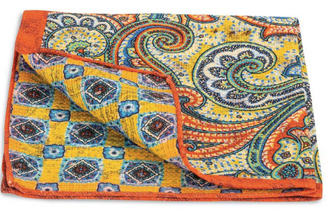 Peach Lucille Paisley Pocket Square