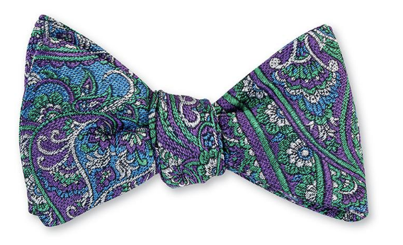 Blue and Lavender Paisley Bow Tie