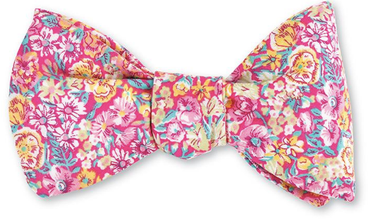 Orange and Pink Floral Liberty Bow Tie