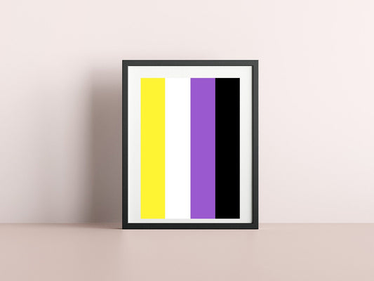 Non Binary Flag Print - Rainbow Pride Flag - home decor - A4 A3 A2  - Festival Merch