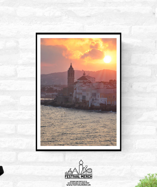 Sunset in Sitges Spain Photograph - Living room office home decor Print  - A4 A3 A2  - Festival Merch