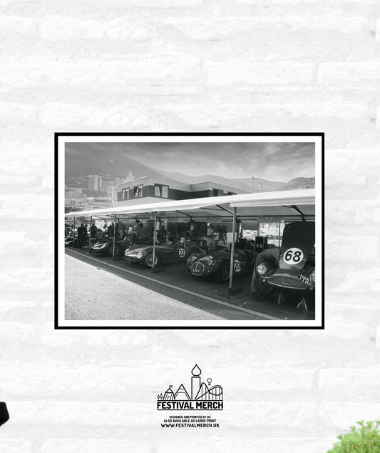 Monaco Pit Lane Print -  Monaco Poster - Grand Prix Historique - Black and White - office home decor  - A4 A3 A2  - Festival Merch