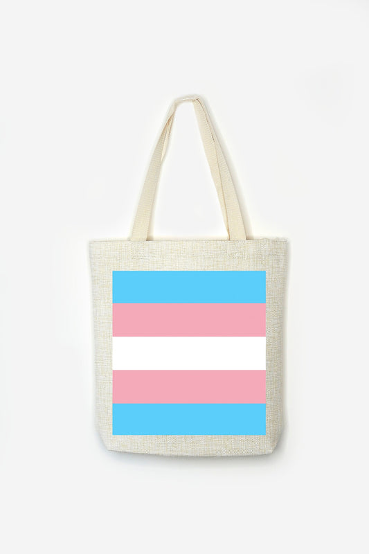 Transgender Flag Tote Bag - Premium Linen Cotton Canvas - Pride Flag LGBT - Festival Merch