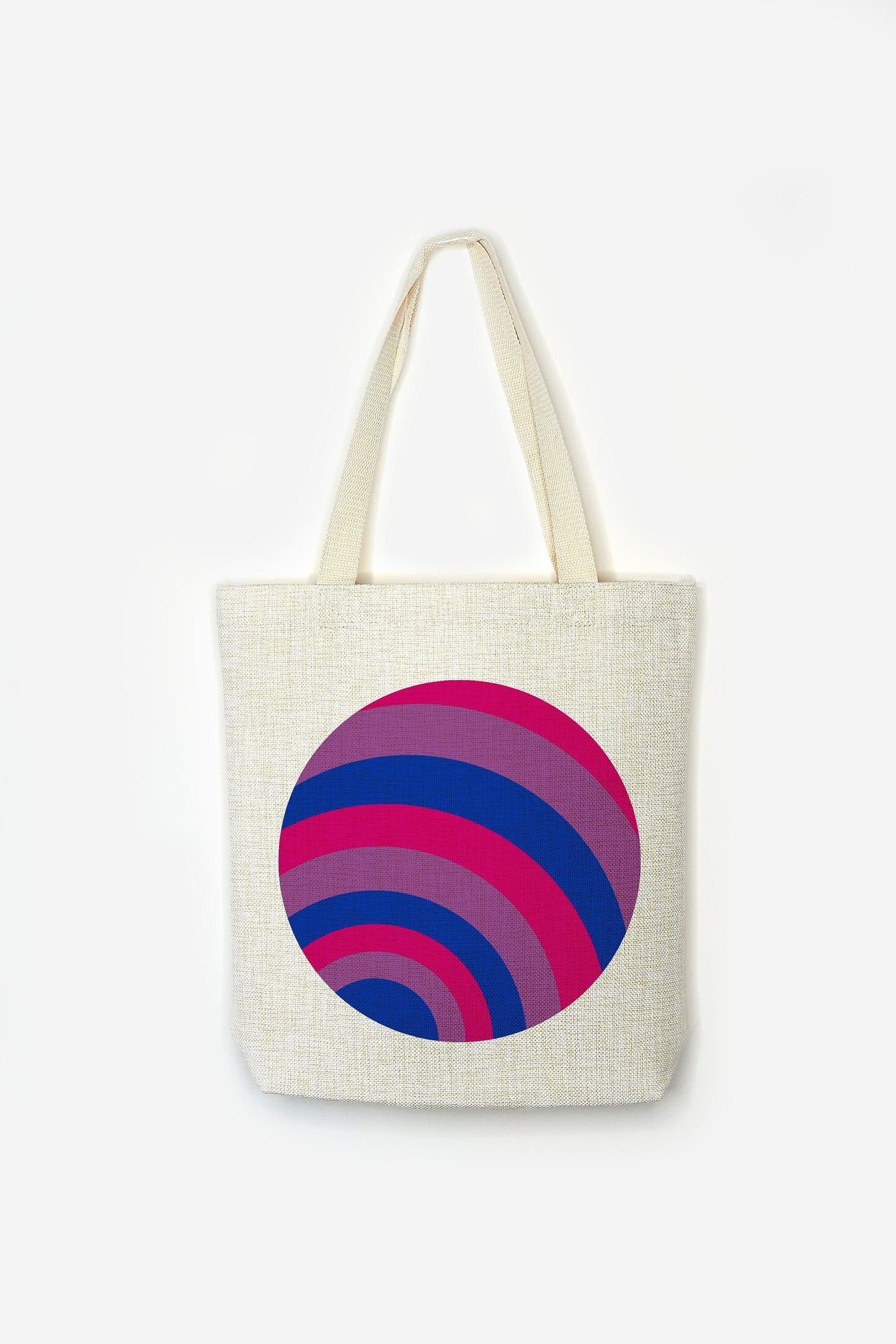Bi Flag Tote Bag - Premium Linen Cotton Canvas - Subtle Pride Flag LGBT Bisexual  - Festival Merch