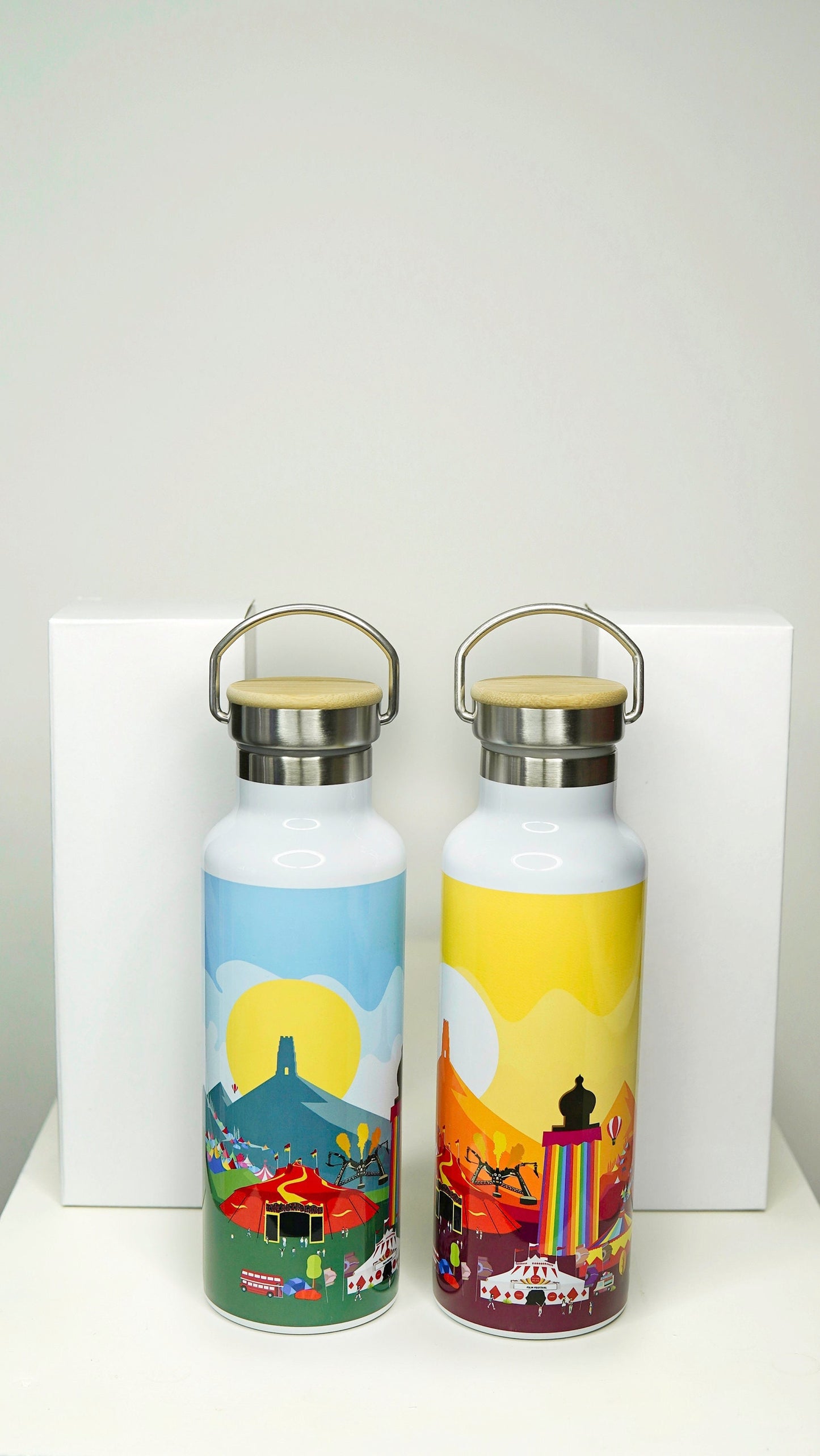 Glastonbury Festival Inspired Water Bottle (Unofficial) - Day time Pyramid Stage Glasto - Premium Quality music festival  - Festival Merch