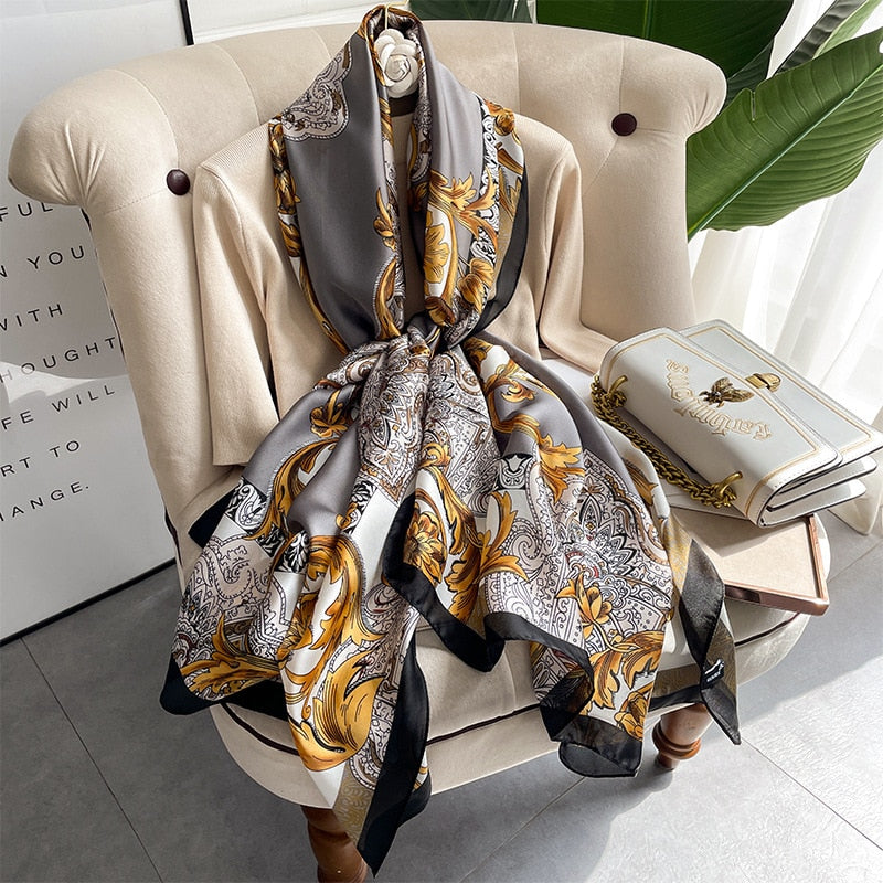 180*90cm Brand Summer Women Scarf Fashion Quality Soft Silk Scarves Female Shawls Foulard Beach Cover-Ups Wraps Silk Bandana