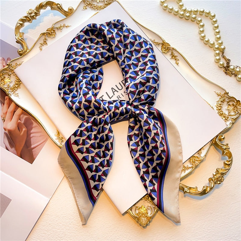 Silk Square Scarf Women Satin Bandana Print Bag Scarves Head Band Fashion Lady Hair Shawl and Wrap Female Neckerchief Hijab 2021