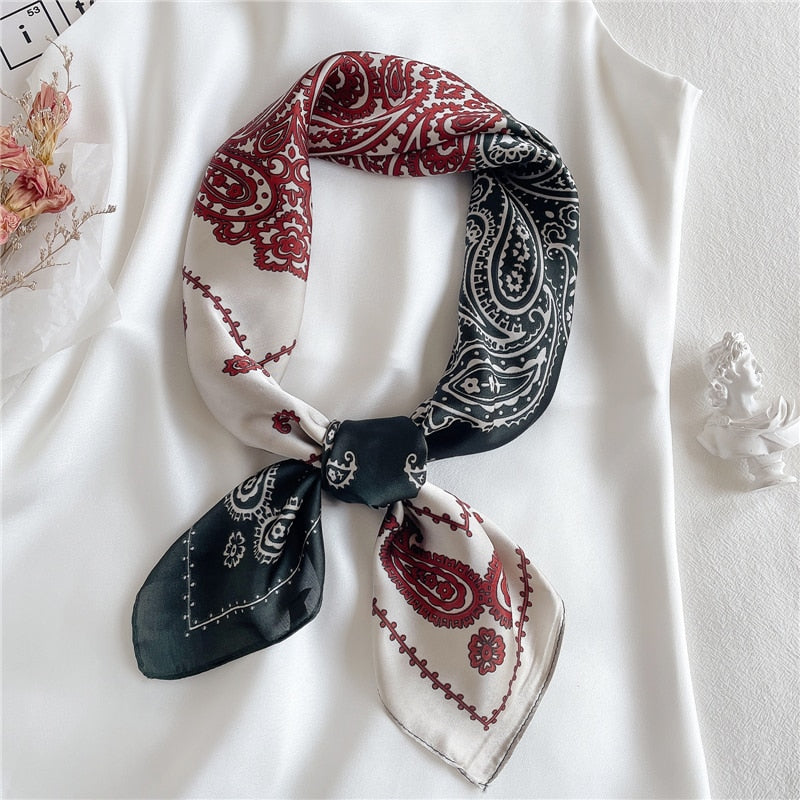 Silk Square Scarf Women Satin Bandana Print Bag Scarves Head Band Fashion Lady Hair Shawl and Wrap Female Neckerchief Hijab 2021