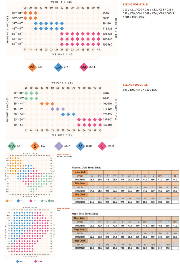 Bodywrappers Sizing Chart