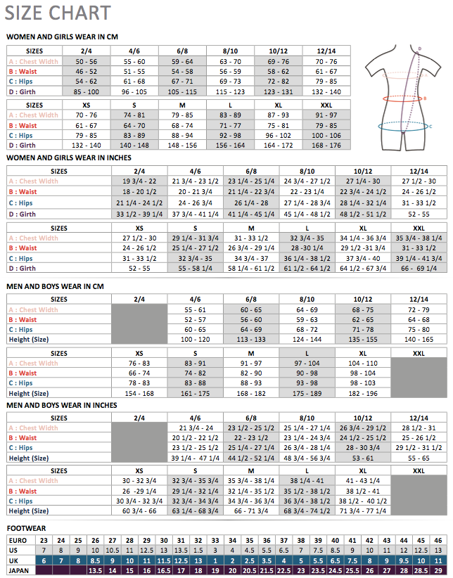 Wear Moi Sizing Chart