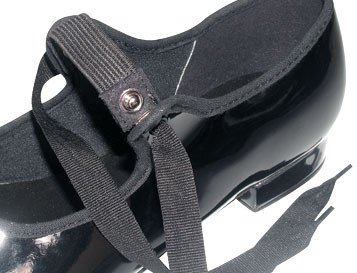 black buckle tap shoes