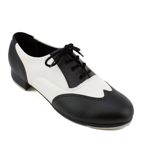 mens black and white tap shoes