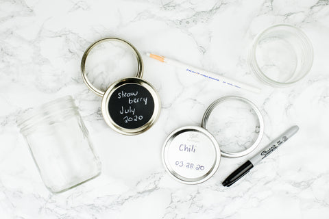 Use a sharpie or chalk pencil crayon to label mason jar flat lids when using for freezing or canning