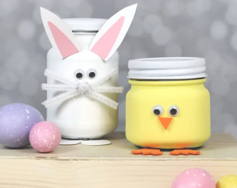 Bunny and Chick Easter Mason Jars from Creative Ramblings Blog 