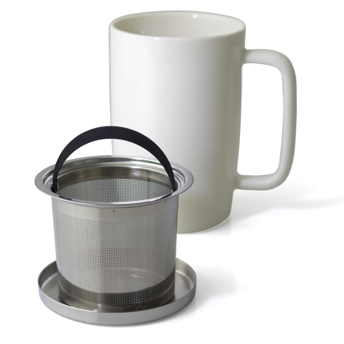 FORLIFE Mug With Basket Infuser and Stainless Steel Lid : Matte Natural Cotton