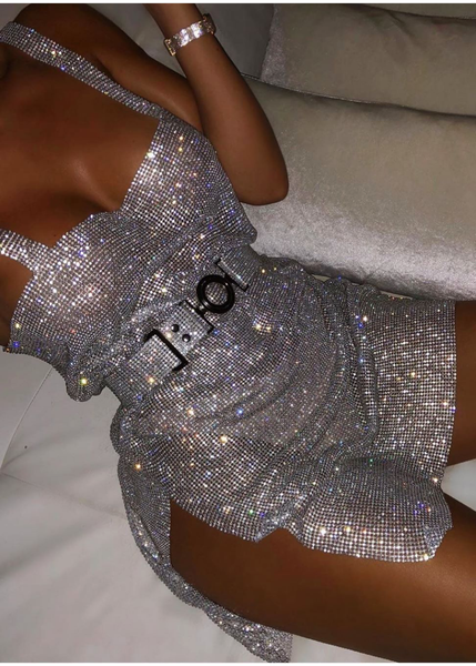 silver diamond dress
