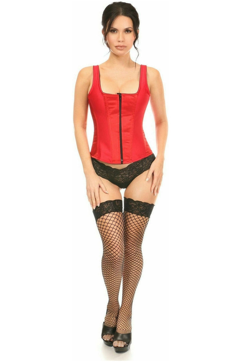 Daisy Corsets Top Drawer Red Satin Steel Boned Corset W Straps