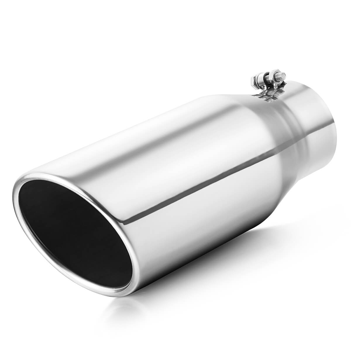 4 inlet to 6 outlet Exhaust TIP，4 x 6 x 15 in Black Stainless Steel Exhaust Tip Bolt On Design