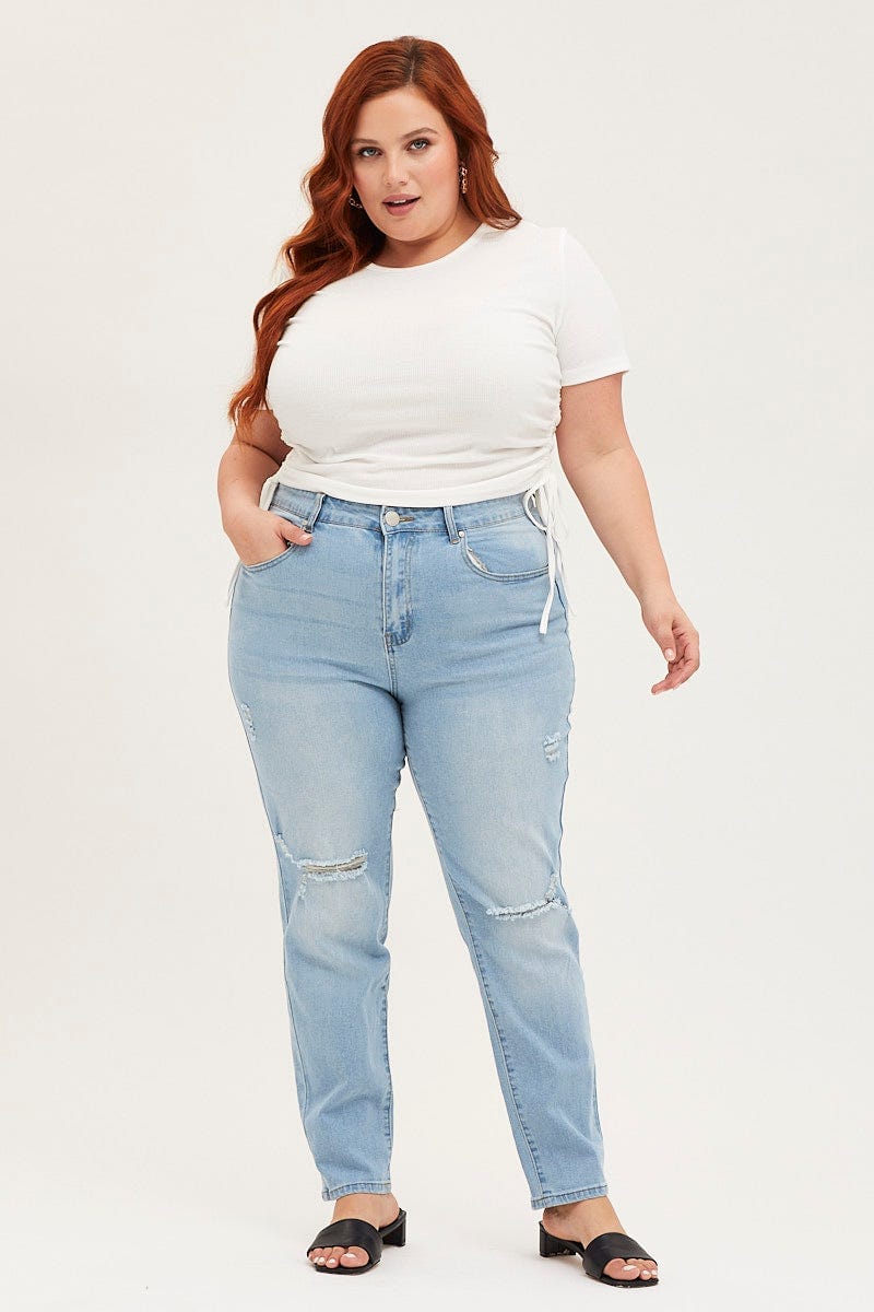 Plus Size Blue Mom Jean High Rise | You + All | Shop Online