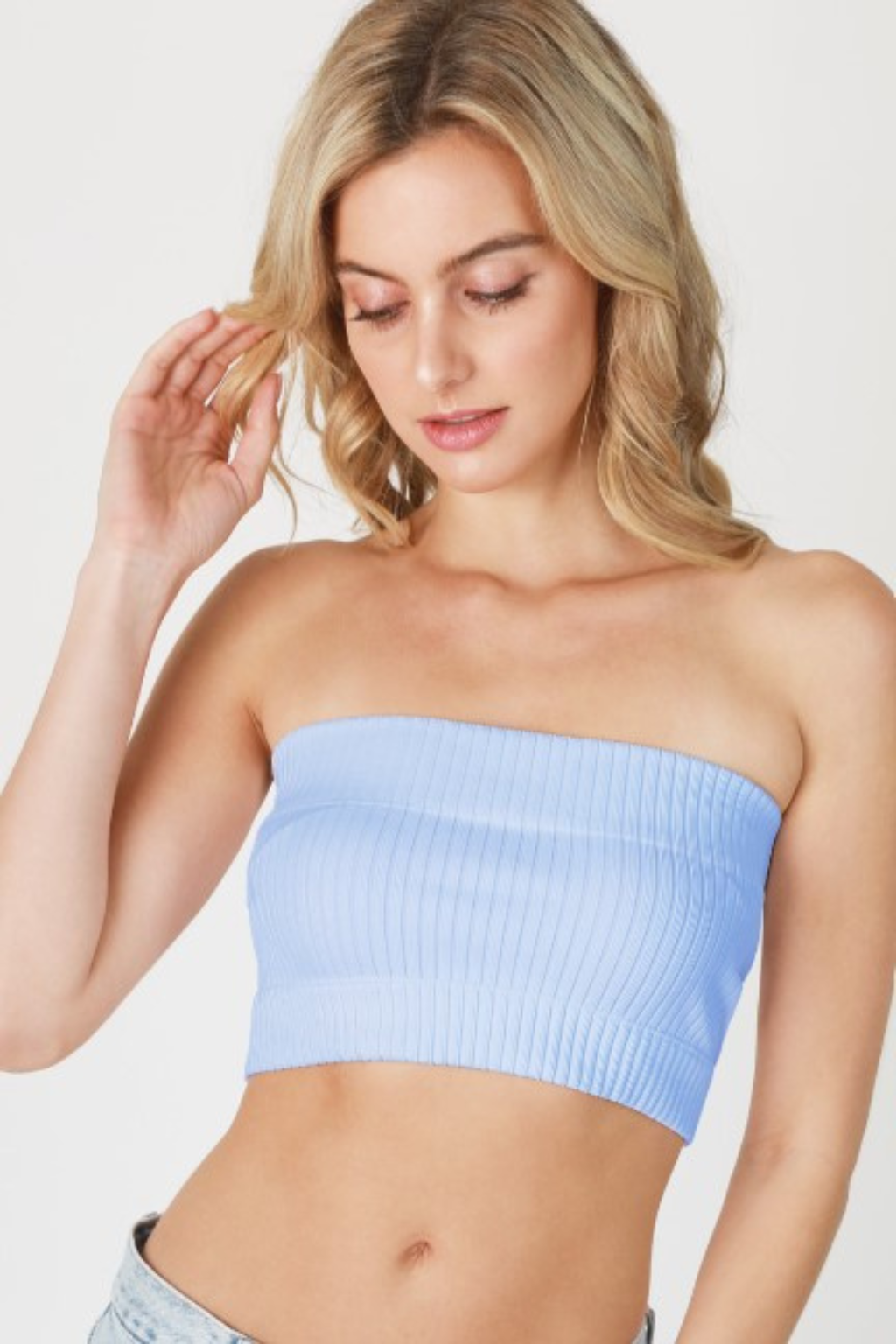 Ribbed Tube Top In Cashmere Blue Finnleys