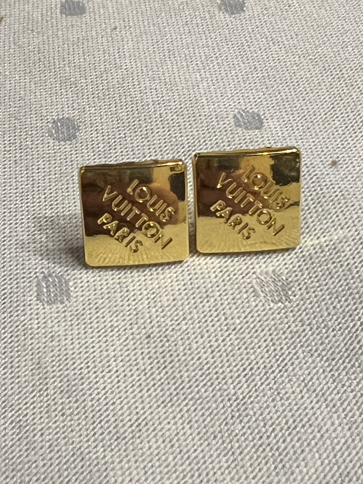Small Gold Square Repurposed Button Stud