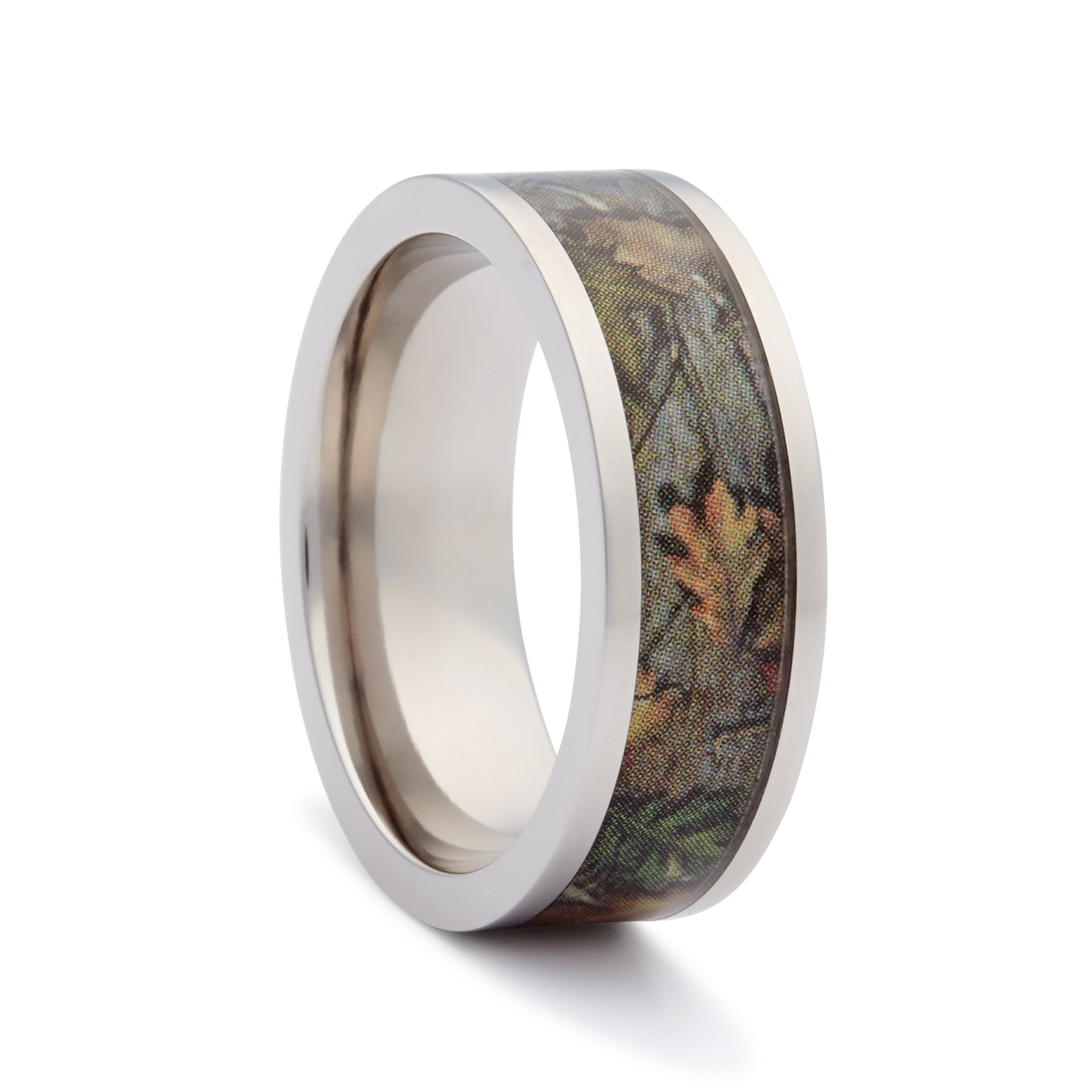 Official Licensed RealTree AP Camo Hammered Titanium Rings Camo Wedding Bands 